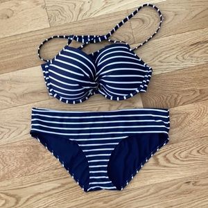 aerie navy white stripe bikini